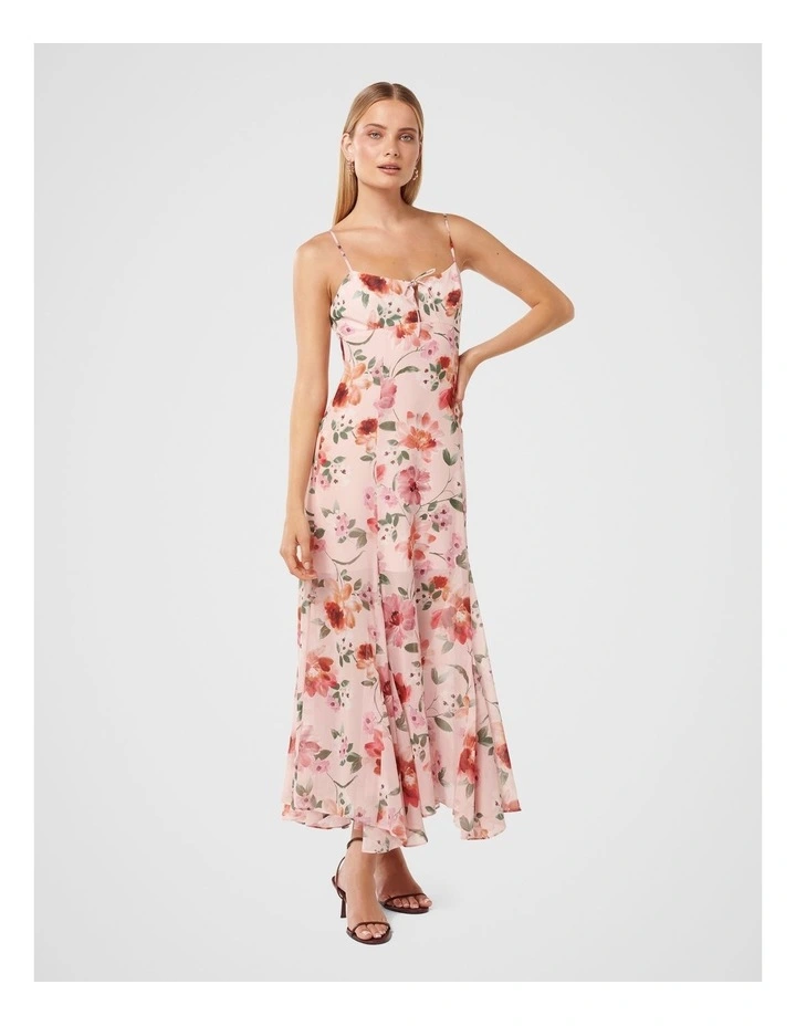 Katia Strappy Printed Midi Dress in Pink image 3