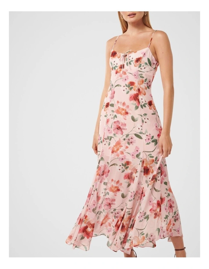 Katia Strappy Printed Midi Dress in Pink image 4