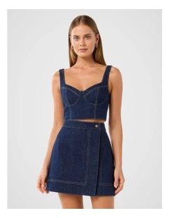 Melinda Denim Corset Top in Blue