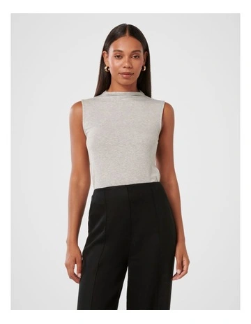 Daisy Grown On Neck Top in Grey