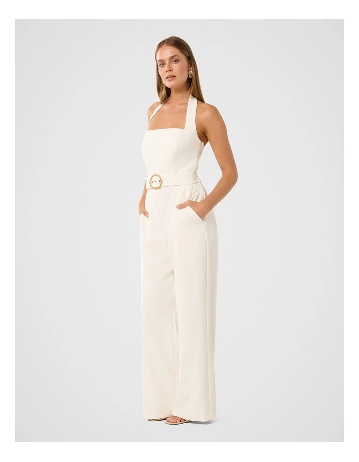 Remmie Halter Neck Jumpsuit in White image 3