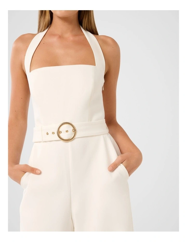 Remmie Halter Neck Jumpsuit in White image 4