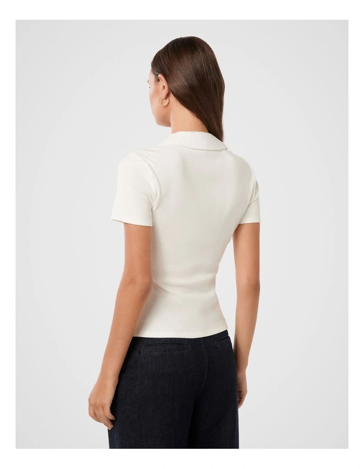 Beatrice V-Neck Polo T-shirt in White image 2