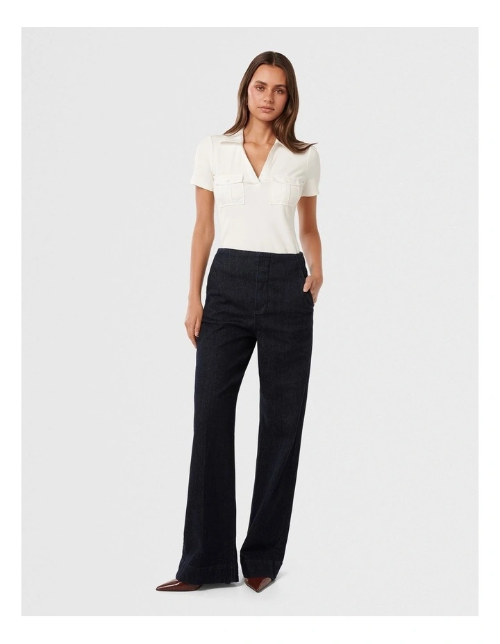 Beatrice V-Neck Polo T-shirt in White image 5