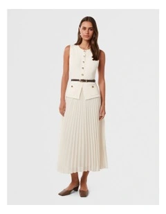 Daphne Waistcoat Knit Midi Dress in White