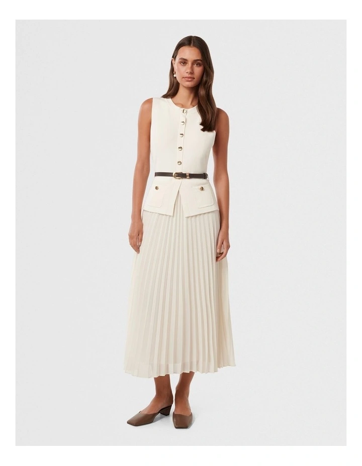 Daphne Waistcoat Knit Midi Dress in White image 1