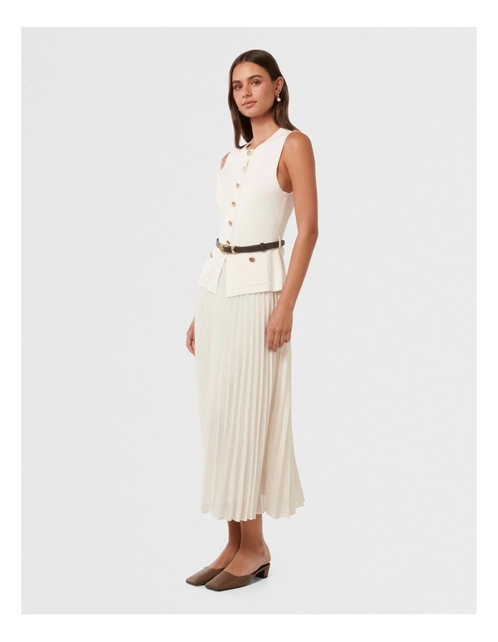 Daphne Waistcoat Knit Midi Dress in White image 3