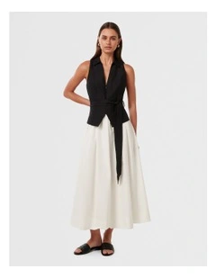 Liana 2 in 1 Collared Midi Dress in White