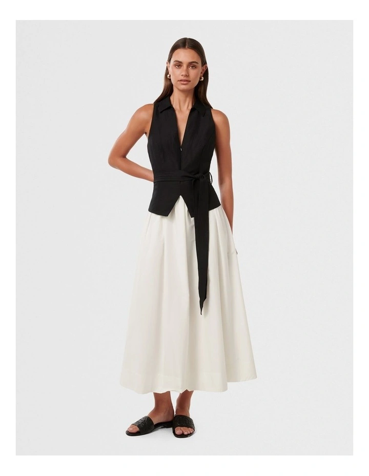 Liana 2 in 1 Collared Midi Dress in White image 1