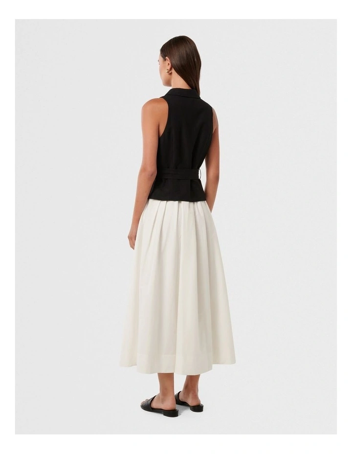Liana 2 in 1 Collared Midi Dress in White image 2