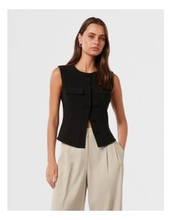 Kylie Utility Vest Top in Black