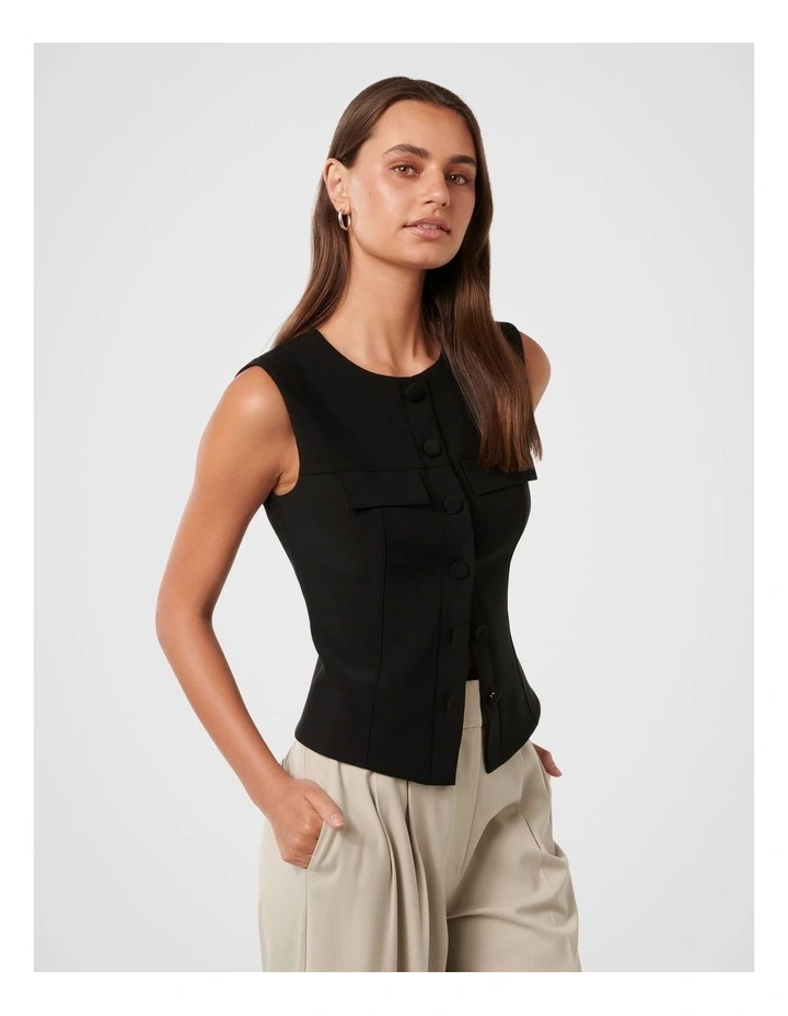 Kylie Utility Vest Top in Black image 3