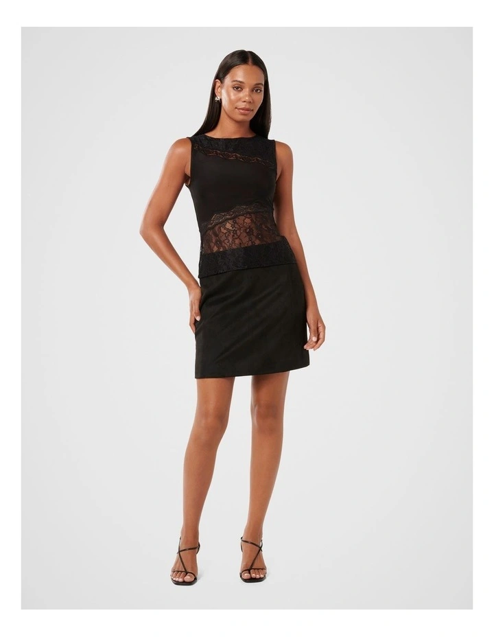 Atlas Lace Splice Top in Black image 5