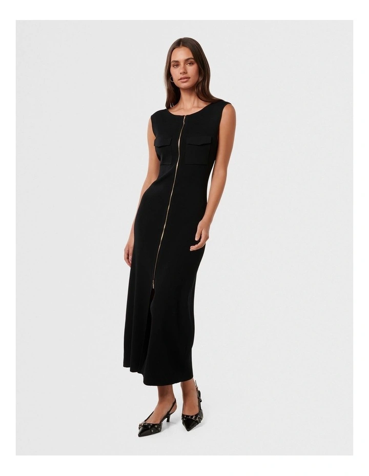 Harriet Zip Through Maxi Dress in Black image 1
