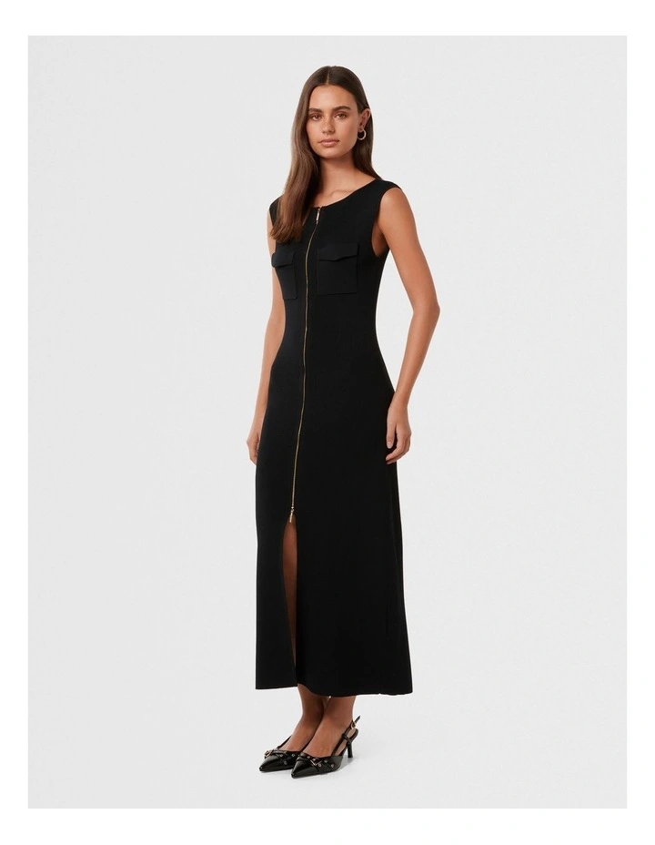 Harriet Zip Through Maxi Dress in Black image 3