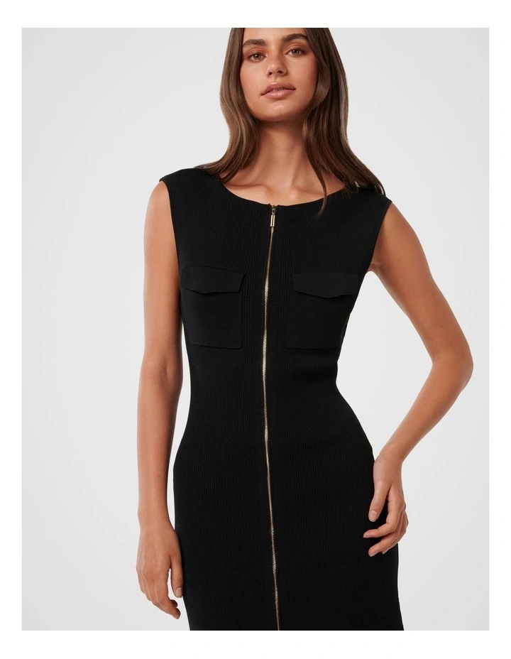 Harriet Zip Through Maxi Dress in Black image 4