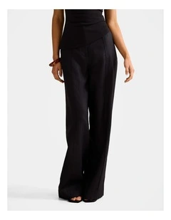 Posey Linen Wide Leg Pants in Black