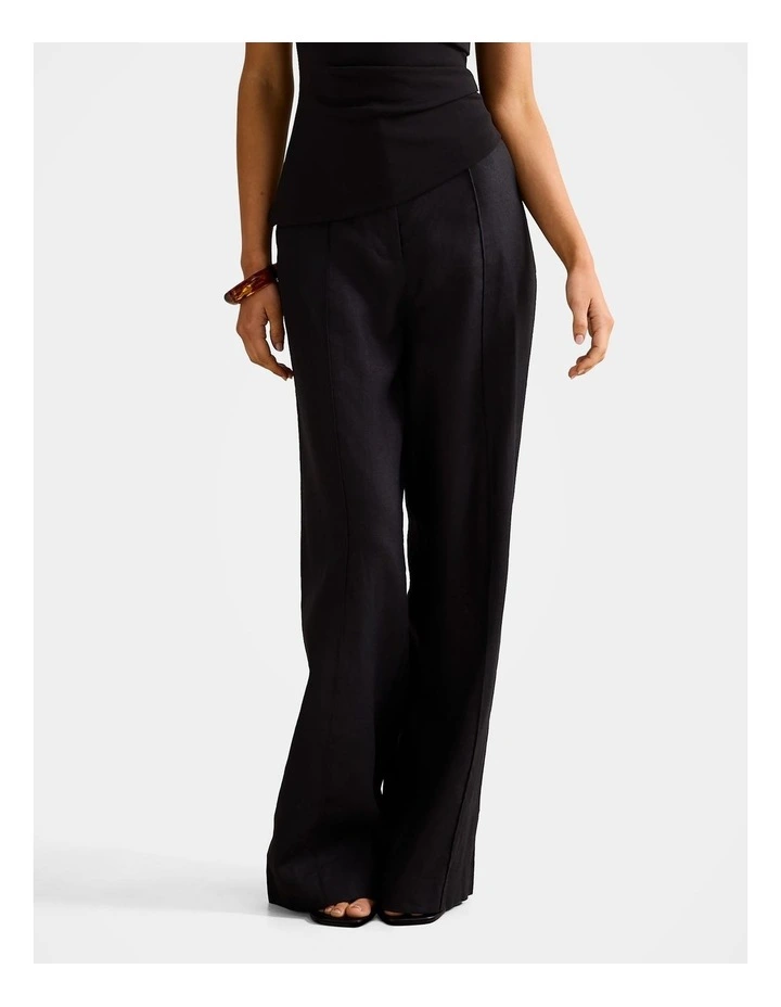 Posey Linen Wide Leg Pants in Black image 1
