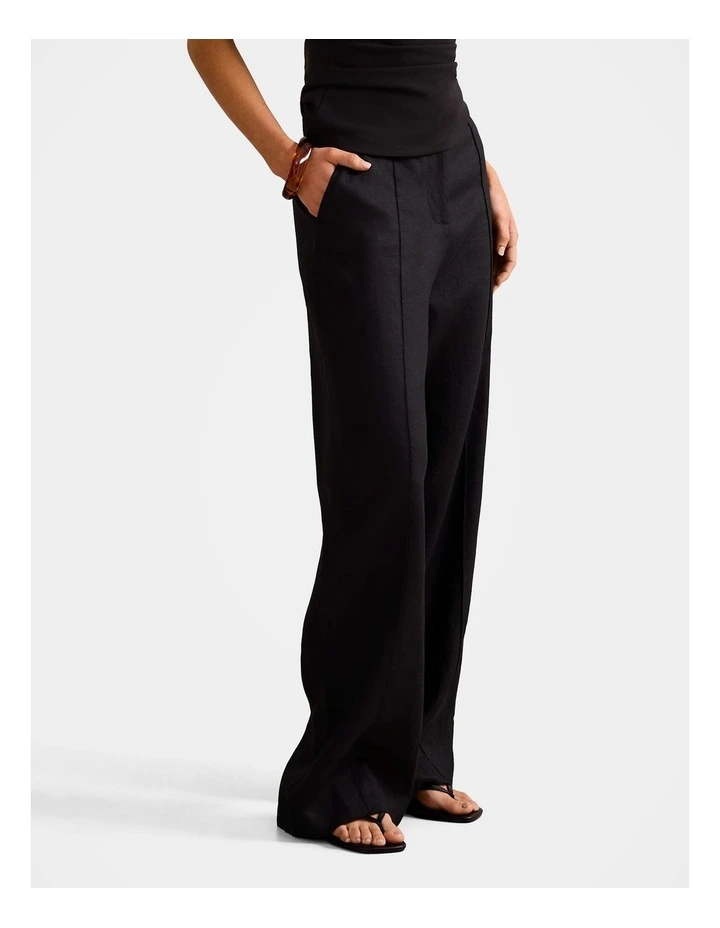 Posey Linen Wide Leg Pants in Black image 3
