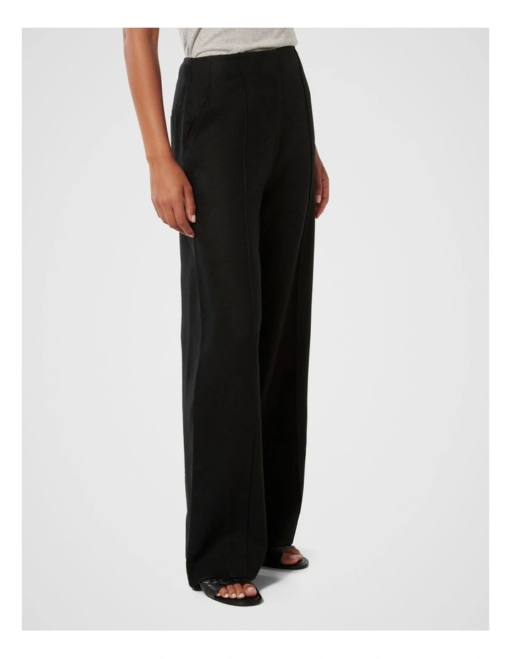 Posey Linen Wide Leg Pants in Black image 3