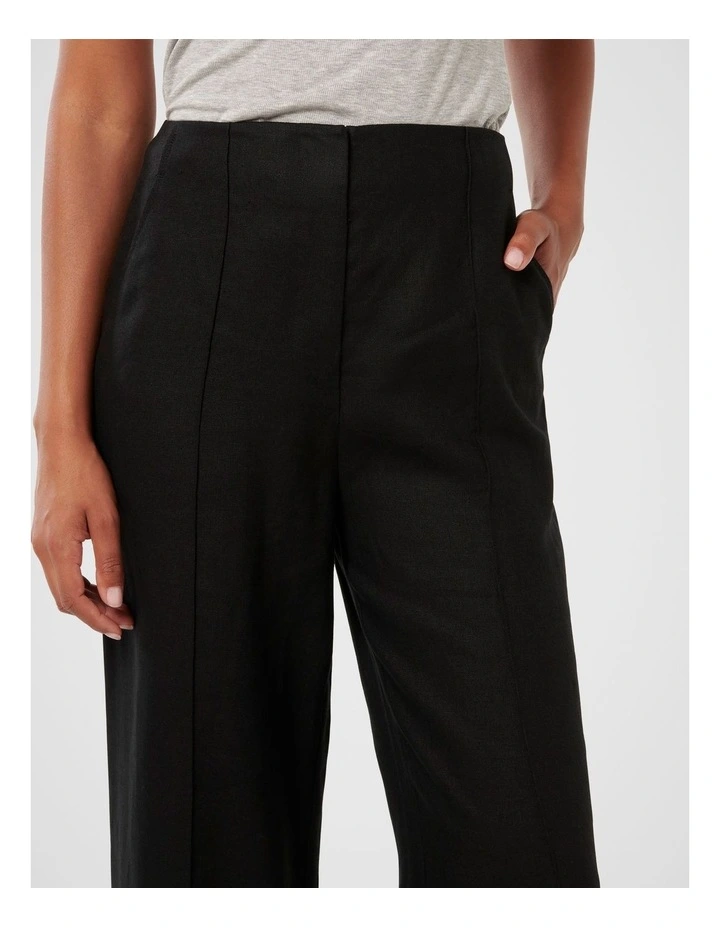Posey Linen Wide Leg Pants in Black image 4