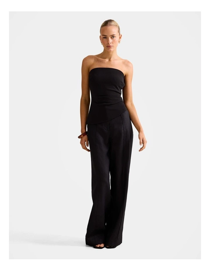 Posey Linen Wide Leg Pants in Black image 5