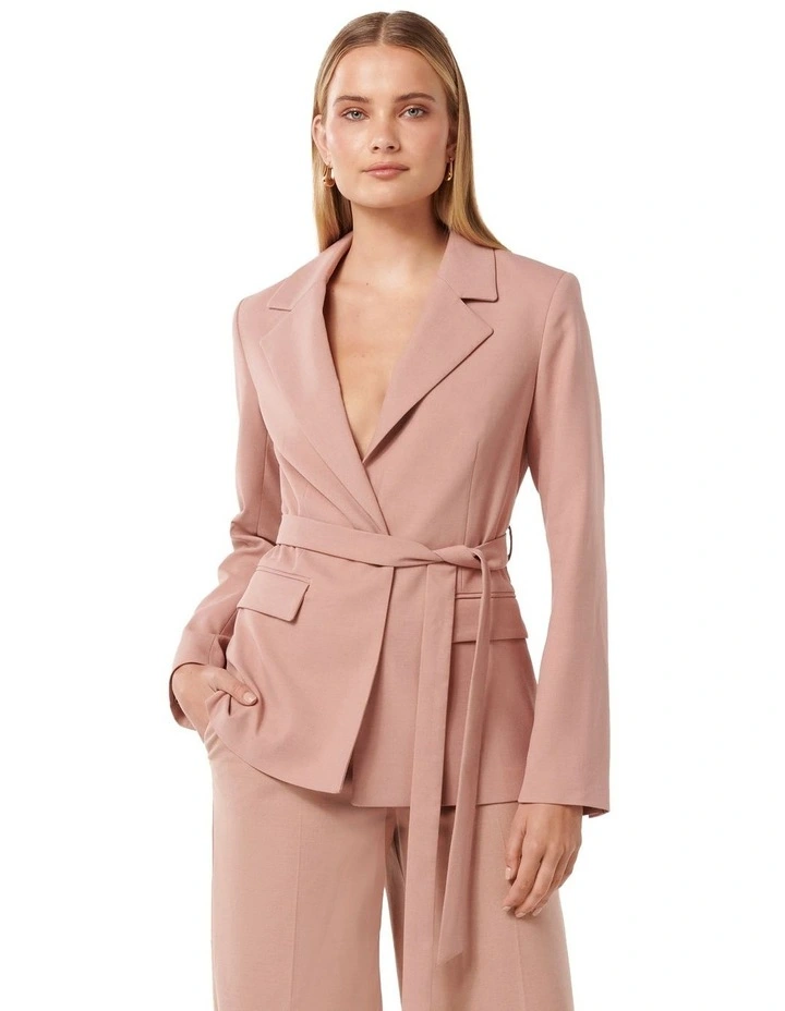 Iris Belted Blazer in Pink image 1