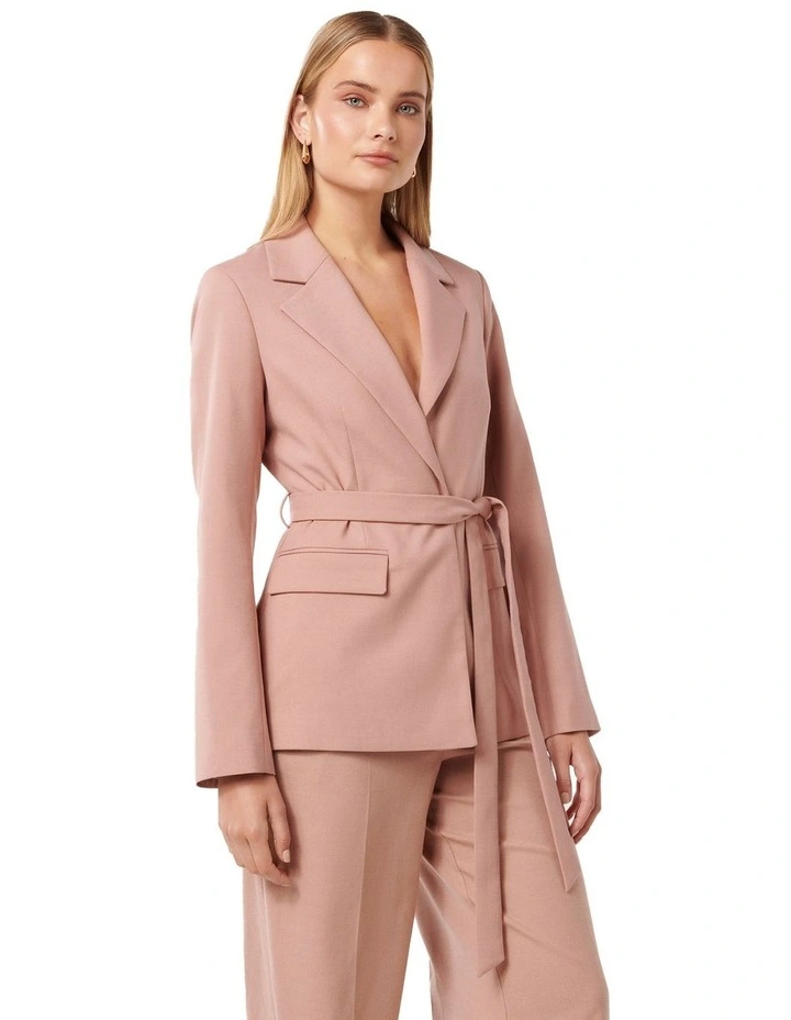 Iris Belted Blazer in Pink image 3