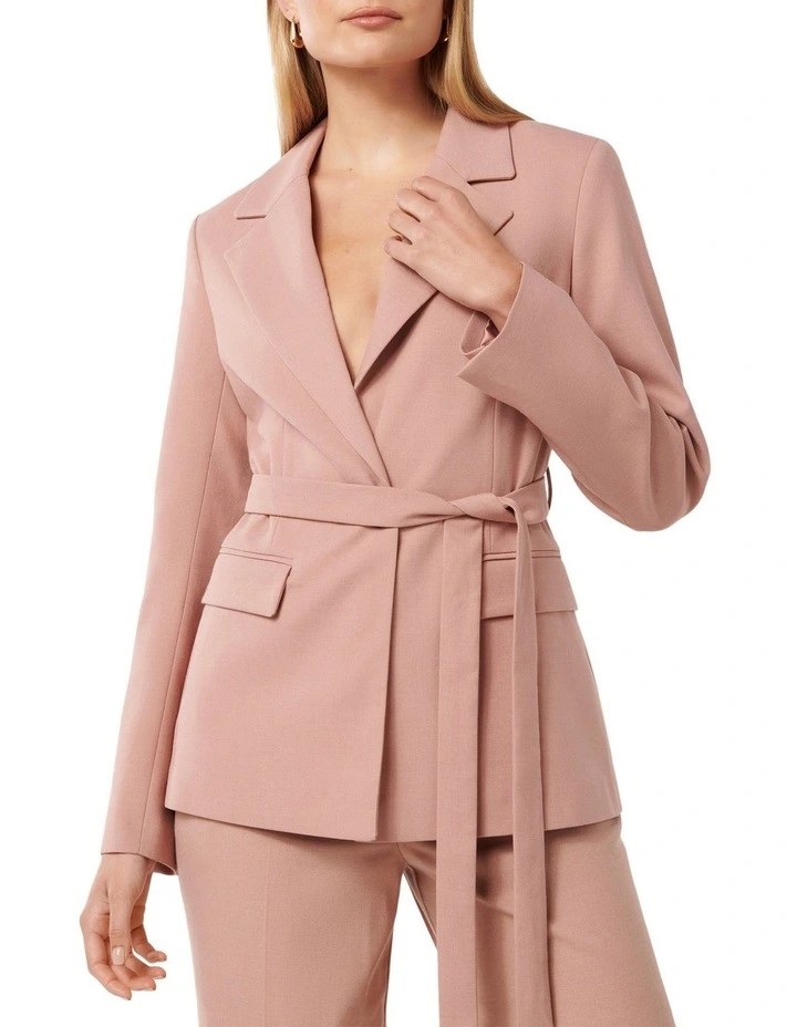 Iris Belted Blazer in Pink image 4