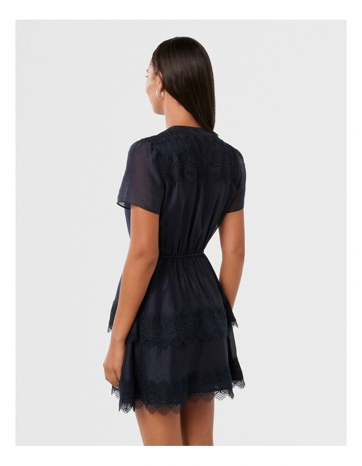 Emmy Lace Trim Mini Dress in Navy image 2