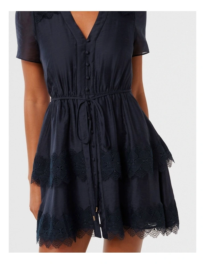 Emmy Lace Trim Mini Dress in Navy image 4