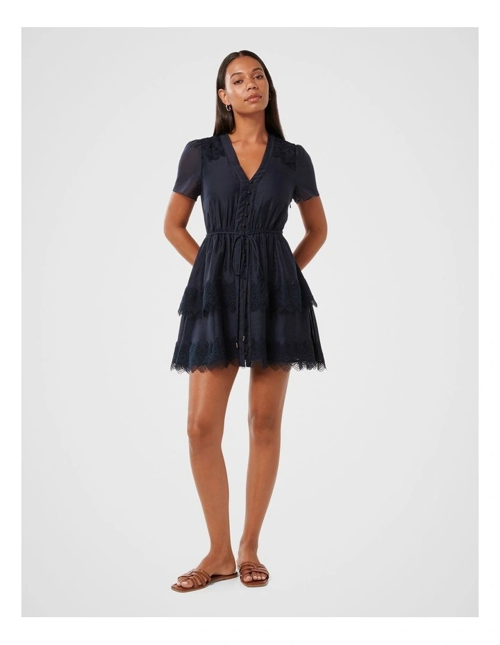 Emmy Lace Trim Mini Dress in Navy image 5