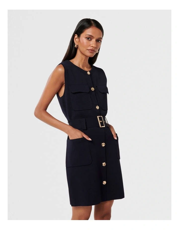 Parker Luxe Utility Mini Dress in Navy image 3