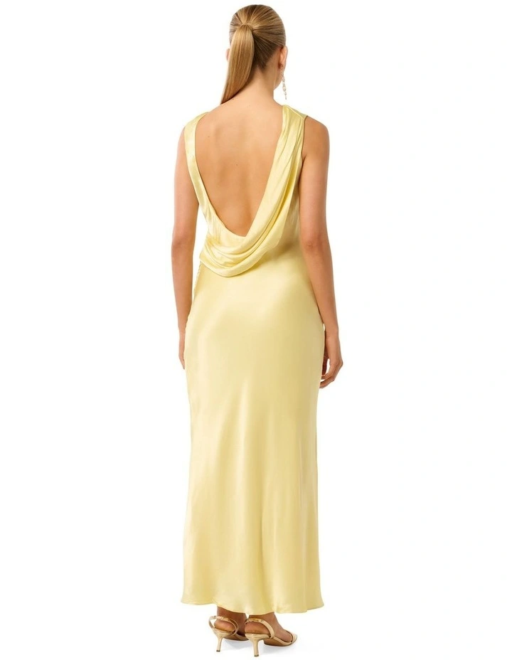Eileen Open Back Satin Maxi Dress in Yellow image 2