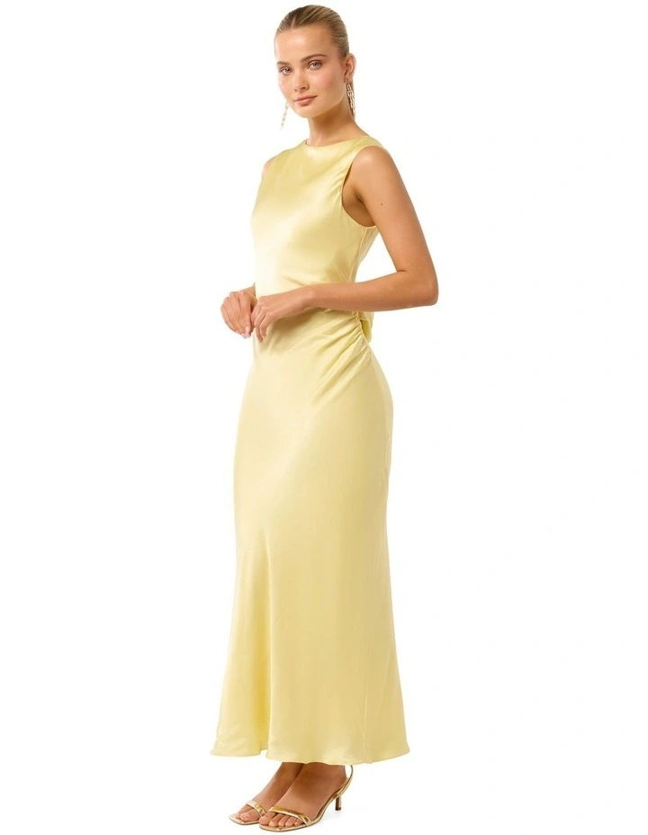 Eileen Open Back Satin Maxi Dress in Yellow image 3