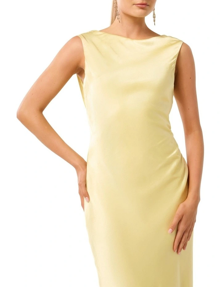 Eileen Open Back Satin Maxi Dress in Yellow image 4