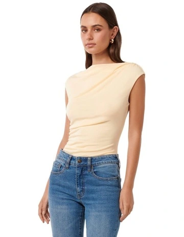 Tilda Ruched Shoulder Top in Yellow