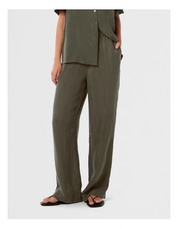 Emma Cupro Wide Leg Pants in Green
