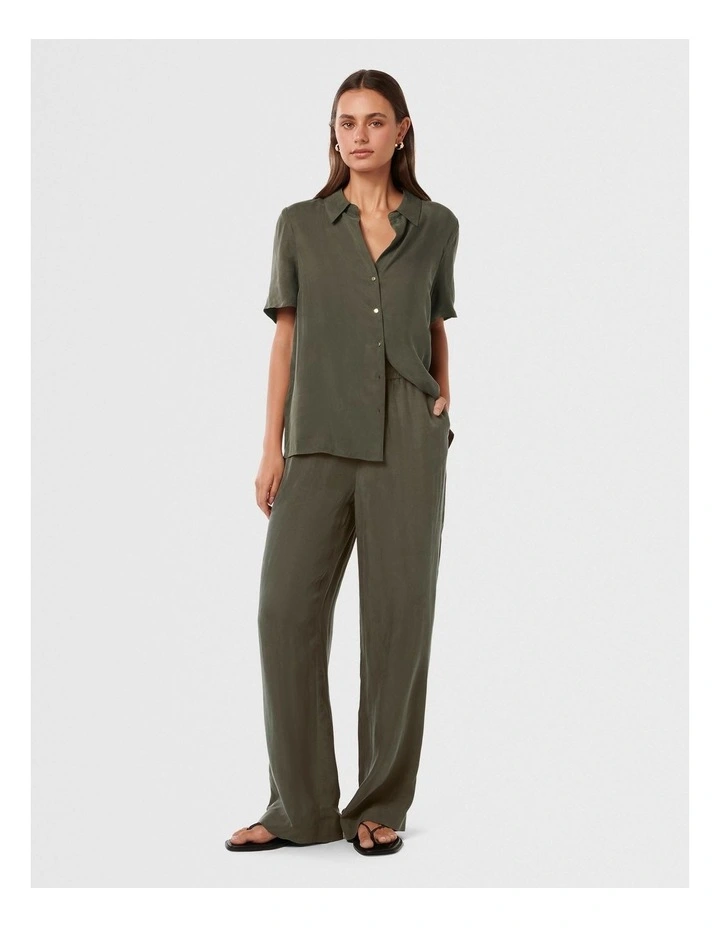 Emma Cupro Wide Leg Pants in Green image 5