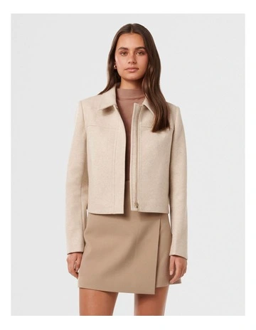 Tatum Zip Through Jacket in Beige