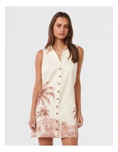 Penny Linen Mini Shirt Dress in Cream