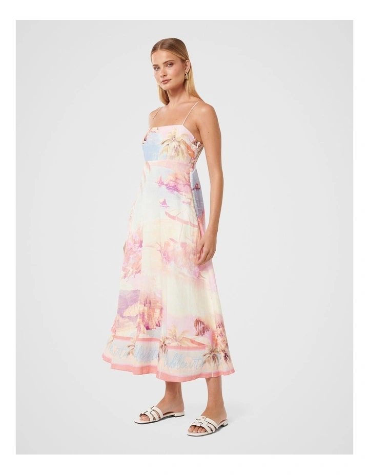 Joanne Linen Midi Dress in Multi image 3