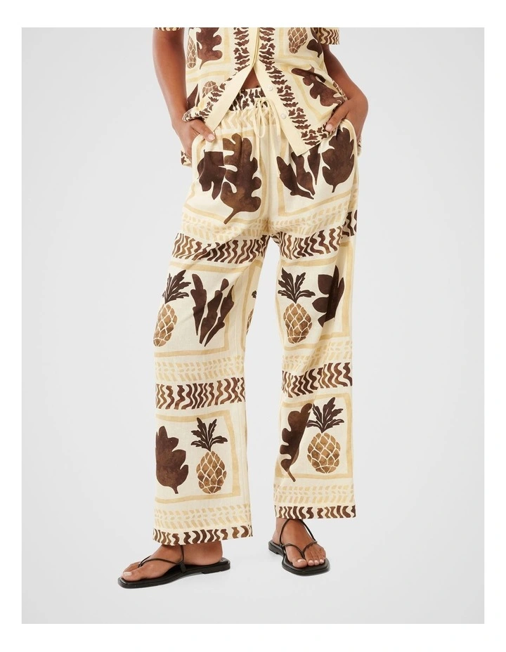 Frankie Linen Straight Leg Pants in Cream image 1