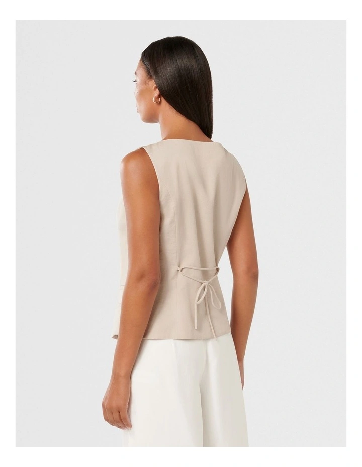 Bea Snap Front Vest in Beige image 2
