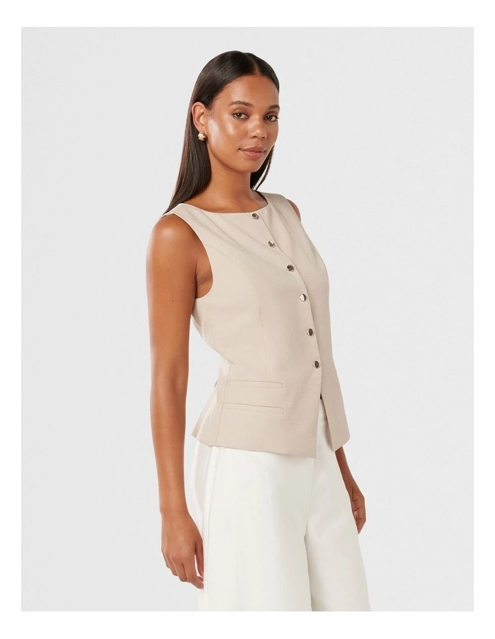Bea Snap Front Vest in Beige image 3