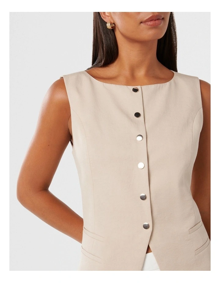 Bea Snap Front Vest in Beige image 4