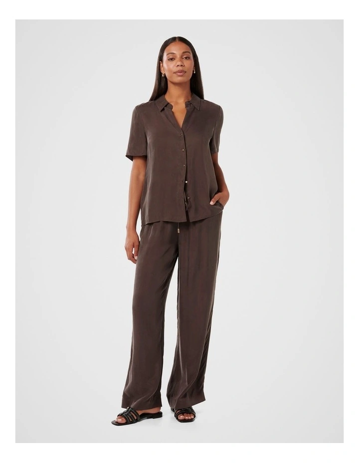 Emma Cupro Wide Leg Pants in Brown image 5