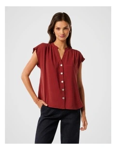 Venus Extended Shoulder Blouse in Red