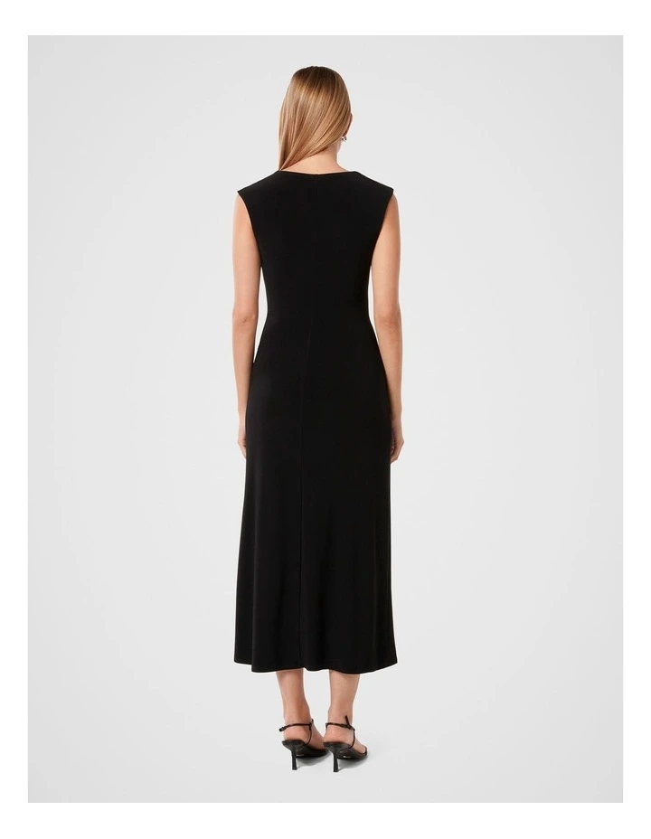 Carrie Draped Bodycon Midi Dress in Black image 2