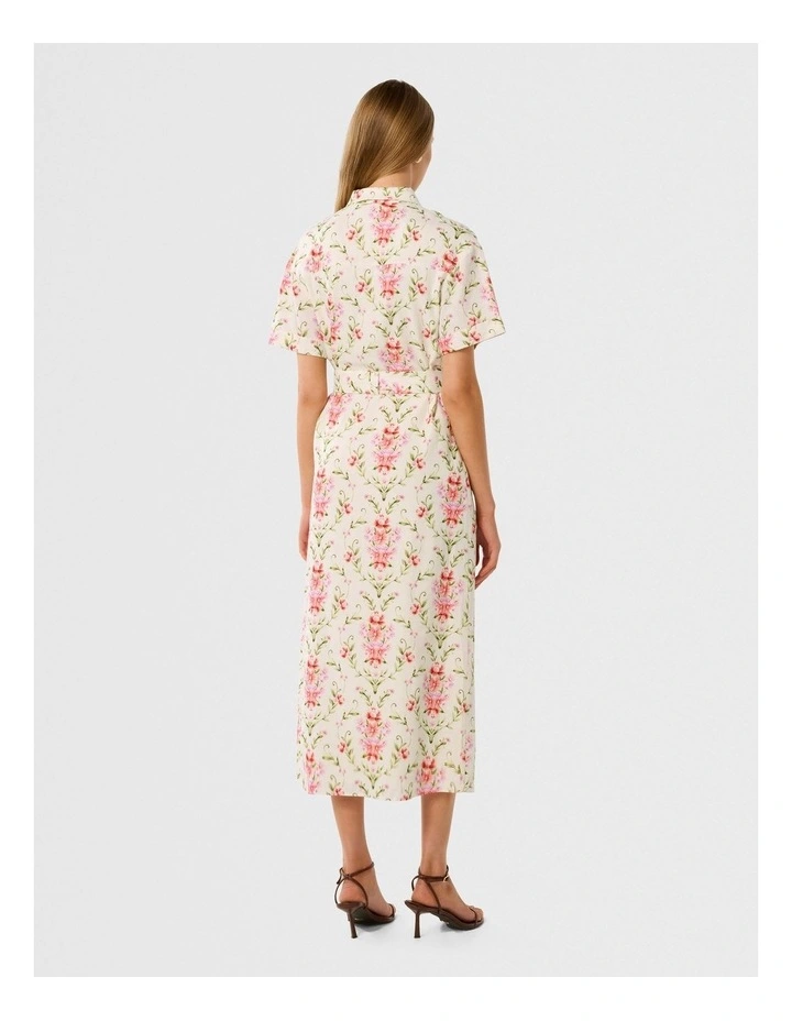 Willow Short Sleeves Linen Midi Dress in Multi image 2